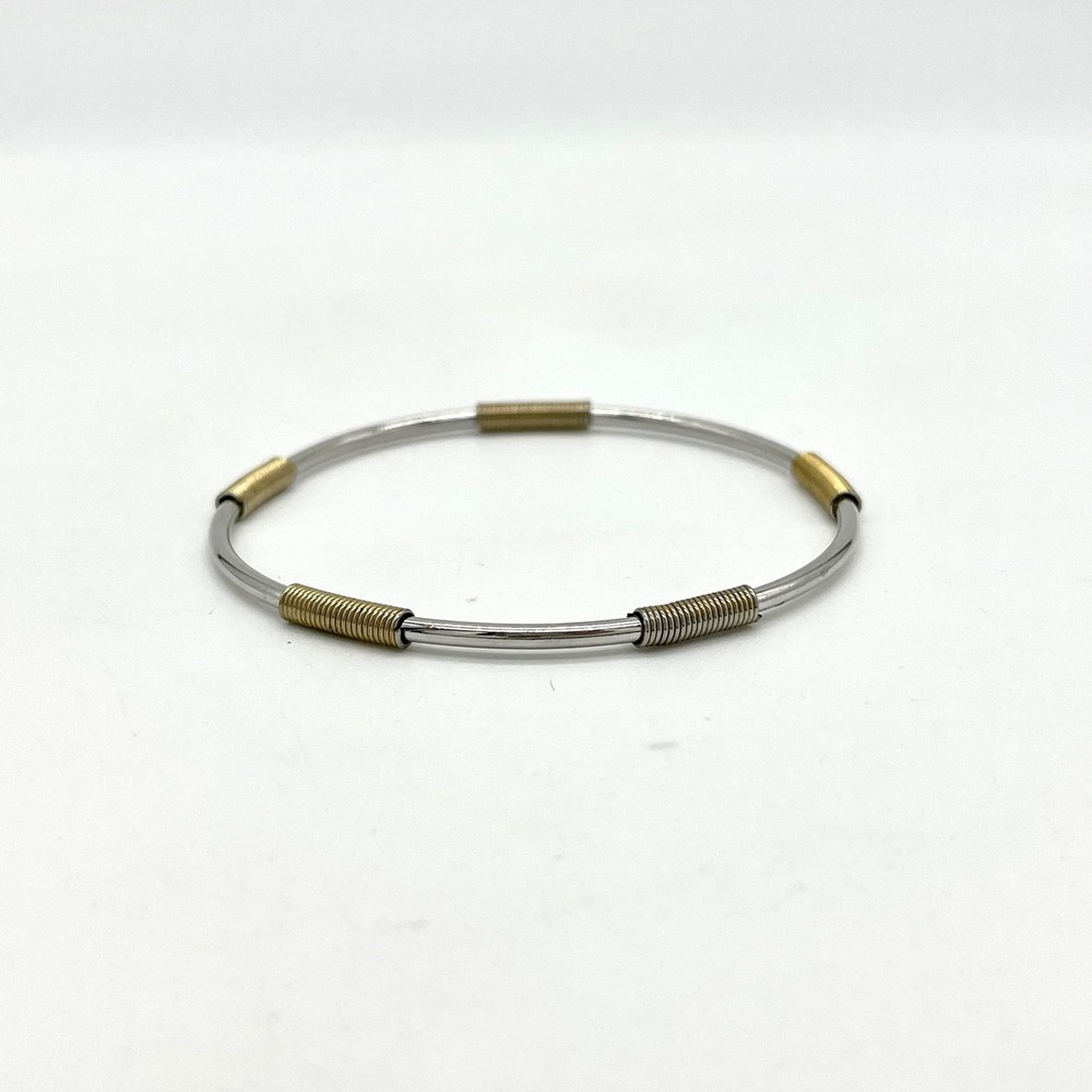 Bangle Bracelet Two Tone Silver Gold Fashion Jewelry Stacking